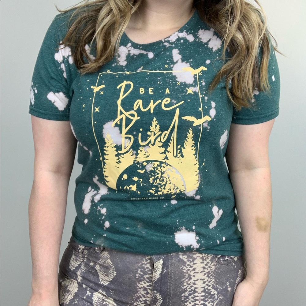 Be A Rare Bird Bleached Graphic Tee Green - Picture 4 of 8